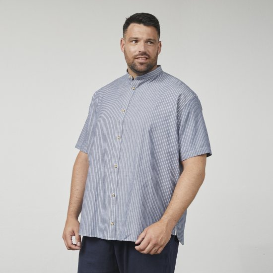 North Latitude 61164 Camisa a Rayas con Cuello Mao Gris - Camisas - Camisas 2XL-10XL
