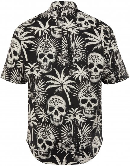 JP1880 Skull Pattern Jersey Short Sleeve Shirt Black - Camisas - Camisas 2XL-10XL