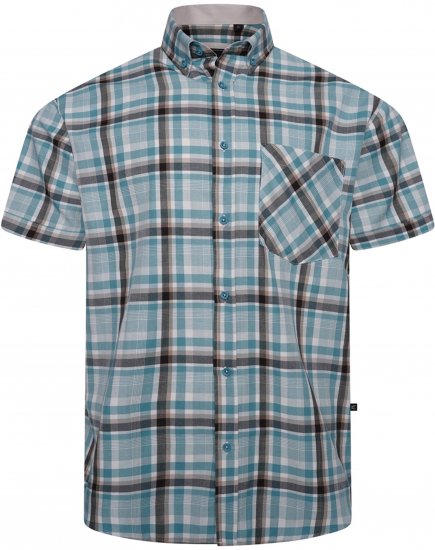 Kam Jeans 6339 Checked Short Sleeve Shirt Mineral Blue - Camisas - Camisas 2XL-10XL