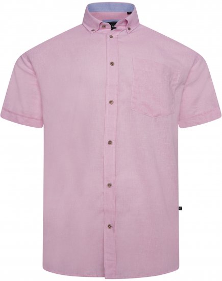 Kam Jeans 6340 Linen Mix Short Sleeve Shirt Pink - Camisas - Camisas 2XL-10XL