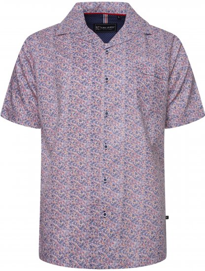 Kam Jeans 6343 Hawaiian Collar Floral Short Sleeve Shirt Navy - Camisas - Camisas 2XL-10XL