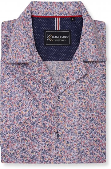 Kam Jeans 6343 Hawaiian Collar Floral Short Sleeve Shirt Navy - Camisas - Camisas 2XL-10XL