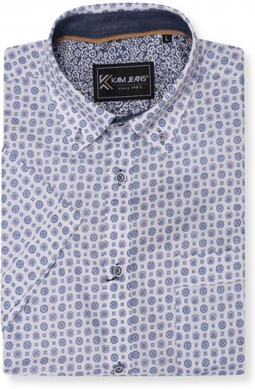 Kam Jeans 6345 Jewel Pattern Short Sleeve Shirt Blue - Camisas - Camisas 2XL-10XL