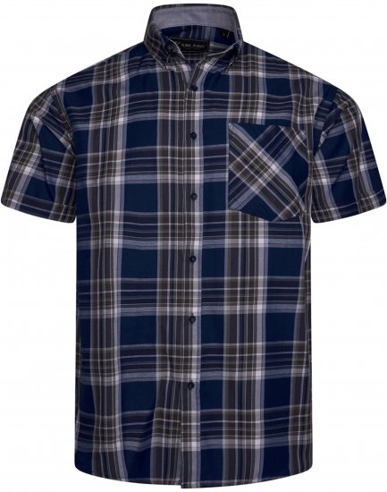 Kam jeans 6350 Casual Checked Short Sleeve Shirt Indigo - Camisas - Camisas 2XL-10XL