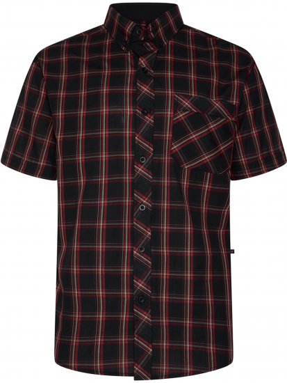 Kam Jeans 6365 Checked Short Sleeve Shirt Burgundy - Camisas - Camisas 2XL-10XL