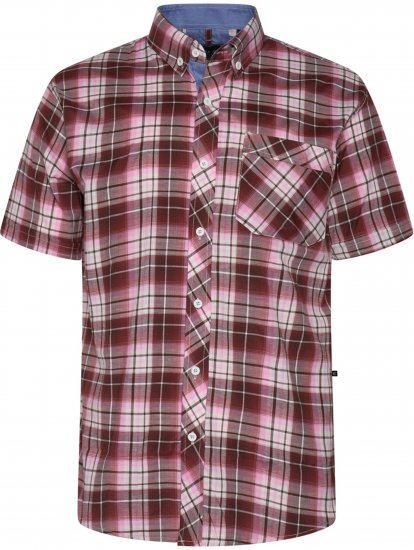 Kam Jeans 6368 Checked Short Sleeve Shirt Red - Camisas - Camisas 2XL-10XL