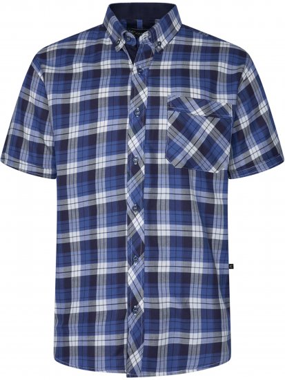 Kam Jeans 6369 Checked Short Sleeve Shirt Blue - Camisas - Camisas 2XL-10XL