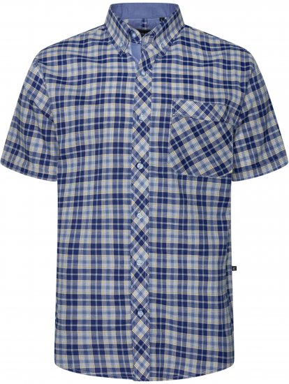 Kam Jeans 6370 Checked Short Sleeve Shirt Blue - Camisas - Camisas 2XL-10XL