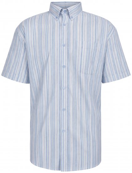 Kam Jeans 6373 Casual Striped Short Sleeve Shirt Blue - Camisas - Camisas 2XL-10XL