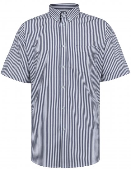 Kam Jeans 6375 Casual Striped Short Sleeve Shirt Navy - Camisas - Camisas 2XL-10XL