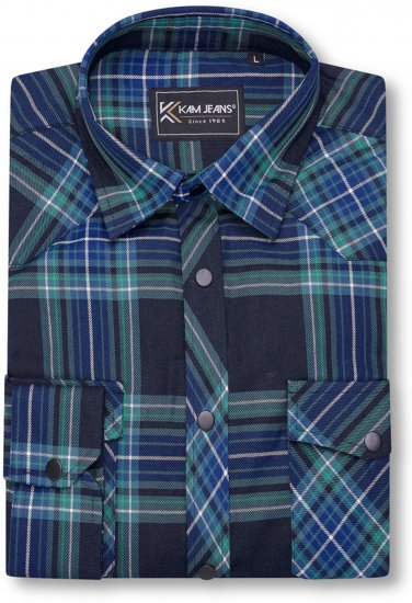 Kam Jeans 6353 Western Check Shirt Navy - Camisas - Camisas 2XL-10XL