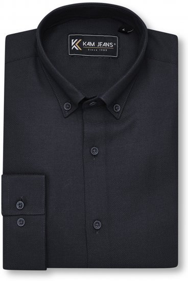 Kam Jeans 6357 Dobby Weave Shirt Black - Camisas - Camisas 2XL-10XL