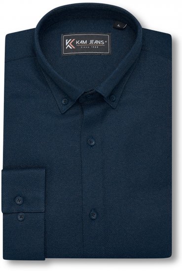 Kam Jeans 6357 Dobby Weave Shirt Navy - Camisas - Camisas 2XL-10XL