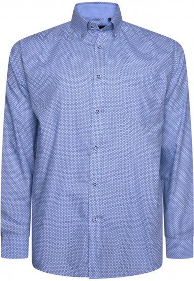 Kam Jeans 6361 All Over Geo Print Long Sleeve Shirt Sky Blue - Camisas - Camisas 2XL-10XL