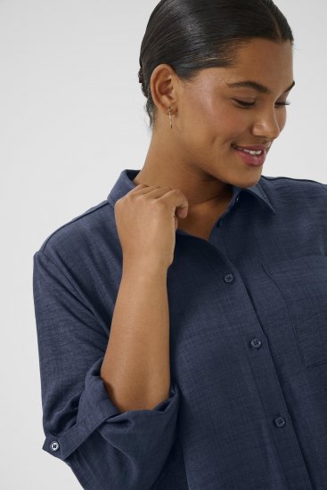 Kaffe Curve Ellie Shirt Tunic Moon Indigo Blue - Blusones - 
