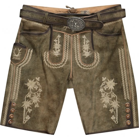 JP1880 Shorts Goat Suede with Belt Buckle Traditional Moss Green - Ropa de fiesta - Ropa de fiesta – Para celebrar con estilo y comodidad