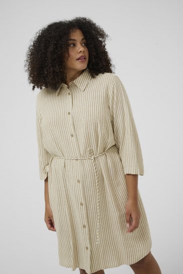 Kaffe Curve Milla Short Shirt Dress Chinchilla/Chalk Stripe - Vestidos mini - 