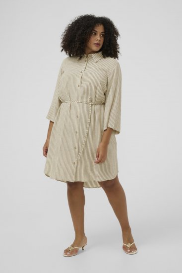 Kaffe Curve Milla Short Shirt Dress Chinchilla/Chalk Stripe - Vestidos mini - 