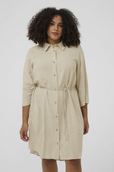 Kaffe Curve Milla Short Shirt Dress Chinchilla/Chalk Stripe - Vestidos mini - 