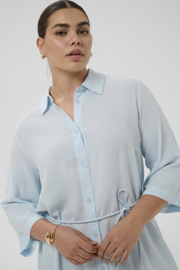 Kaffe Curve Mille Short Shirt Dress Nantucket Breeze Blue - Vestidos mini - 