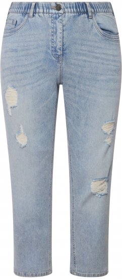 Ulla Popken Stonewashed Distressed Boyfriend Jeans Light Blue - Vaqueros & Pantalones de Mujer Tallas Grandes – Plus Size - 