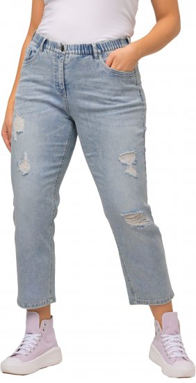 Ulla Popken Stonewashed Distressed Boyfriend Jeans Light Blue - Vaqueros & Pantalones de Mujer Tallas Grandes – Plus Size - 