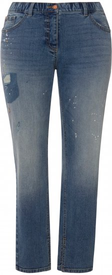 Ulla Popken Distressed Stretch Fit Boyfriend Jeans Blue Denim - Vaqueros & Pantalones de Mujer Tallas Grandes – Plus Size - 