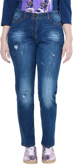 Ulla Popken Lightly Distressed Stretch Fit Jeans Blue Denim - Vaqueros & Pantalones de Mujer Tallas Grandes – Plus Size - 