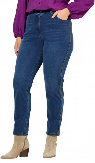 Ulla Popken Rhinestone Seam Stretch Fit Jeans Blue Denim - Vaqueros & Pantalones de Mujer Tallas Grandes – Plus Size - 