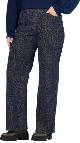 Ulla Popken Leopard Print Stretch Fit Jeans Ink Blue - Vaqueros & Pantalones de Mujer Tallas Grandes – Plus Size - 