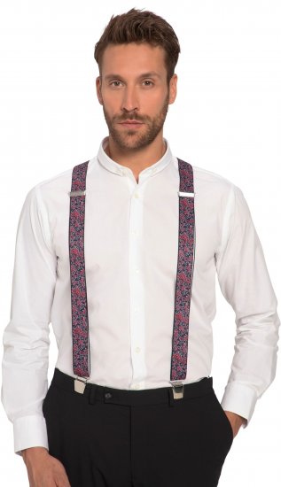 JP1880 Suspenders with Adjustable Length Burgundy Red - Accesorios - 