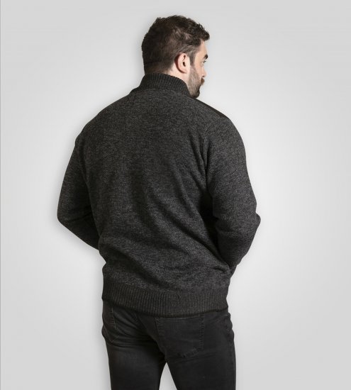 D555 Dereham 2 Knitted Sweater with Zipper Charcoal Marl - Sudaderas - Sudaderas 2XL-12XL