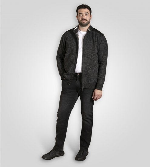 D555 Dereham 2 Knitted Sweater with Zipper Charcoal TALL - TALL sudaderas - 