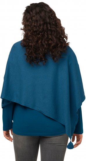 Ulla Popken Knit Pointed Hem Poncho Cerulean - Sudaderas y hoodies - 
