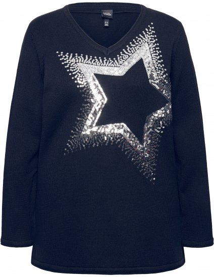 Ulla Popken Sequined Star Rolled Edge Sweater Navy - Sudaderas y hoodies - 