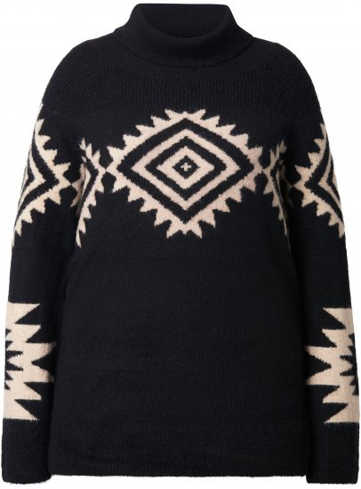 Ulla Popken Aztec Pattern Turtleneck Sweater Black - Sudaderas y hoodies - 