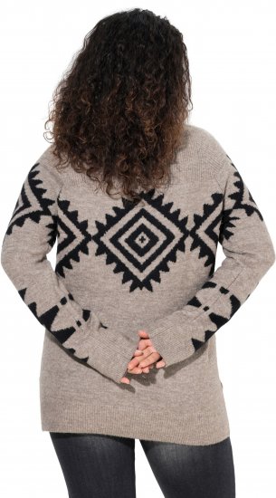 Ulla Popken Aztec Pattern Turtleneck Sweater Pebble Grey - Sudaderas y hoodies - 