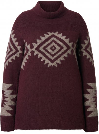 Ulla Popken Aztec Pattern Turtleneck Sweater Plum - Sudaderas y hoodies - 