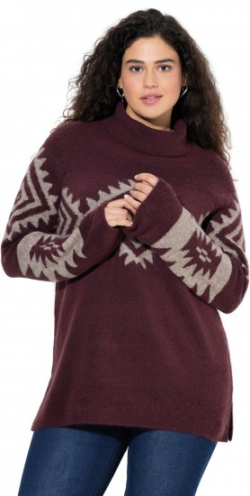 Ulla Popken Aztec Pattern Turtleneck Sweater Plum - Sudaderas y hoodies - 