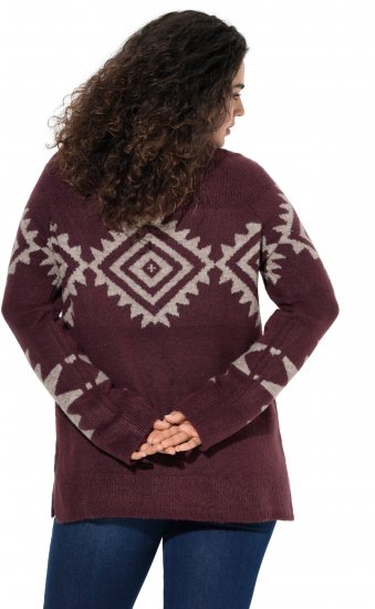 Ulla Popken Aztec Pattern Turtleneck Sweater Plum - Sudaderas y hoodies - 