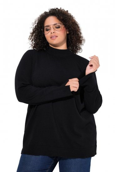 Ulla Popken Long Sleeves Mock Turtleneck Sweater Black - Ulla Popken - Ulla Popken Ropa de Tallas Grandes
