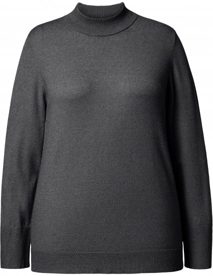 Ulla Popken Long Sleeves Mock Turtleneck Sweater Charcoal Grey Melange - Sudaderas y hoodies - 