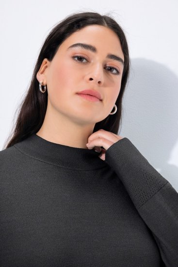 Ulla Popken Long Sleeves Mock Turtleneck Sweater Charcoal Grey Melange - Sudaderas y hoodies - Sudaderas, Hoodies y Punto Cómodos