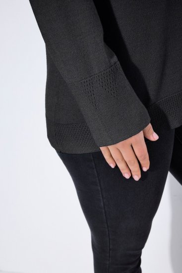 Ulla Popken Long Sleeves Mock Turtleneck Sweater Charcoal Grey Melange - Sudaderas y hoodies - Sudaderas, Hoodies y Punto Cómodos