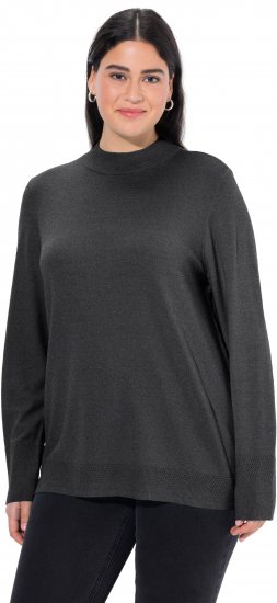 Ulla Popken Long Sleeves Mock Turtleneck Sweater Charcoal Grey Melange - Sudaderas y hoodies - 
