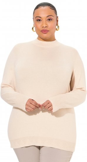 Ulla Popken Long Sleeves Mock Turtleneck Sweater Nature Melange - Sudaderas y hoodies - 