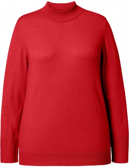 Ulla Popken Long Sleeves Mock Turtleneck Sweater Salsa Red - Sudaderas y hoodies - 