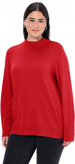 Ulla Popken Long Sleeves Mock Turtleneck Sweater Salsa Red - Sudaderas y hoodies - 