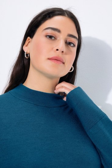 Ulla Popken Long Sleeves Mock Turtleneck Sweater Cerulean - Ulla Popken - Ulla Popken Ropa de Tallas Grandes