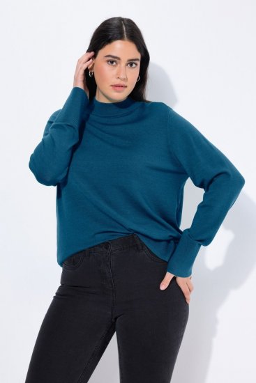 Ulla Popken Long Sleeves Mock Turtleneck Sweater Cerulean - Ulla Popken - Ulla Popken Ropa de Tallas Grandes